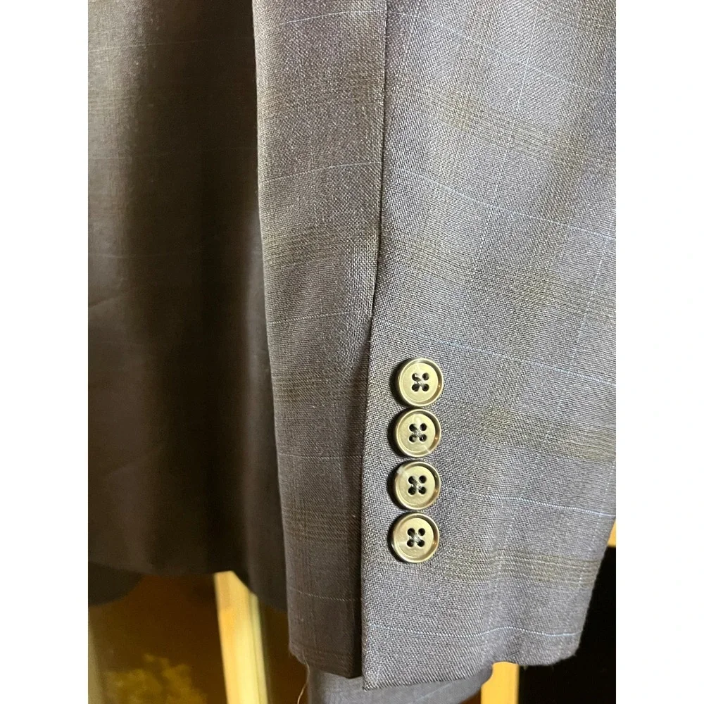 JOS A BANK TRAVELER Mens Wool Blazer Sport Coat Navy Blue‎ Plaid Size 40S